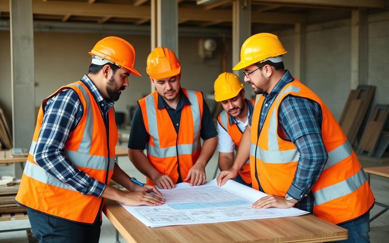 Engenheiros e arquitetos Zarin em canteiro de obra